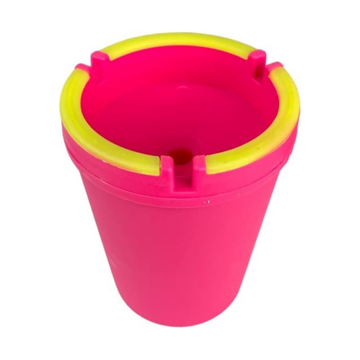 Car Ash Tray pink and neon yellow top view