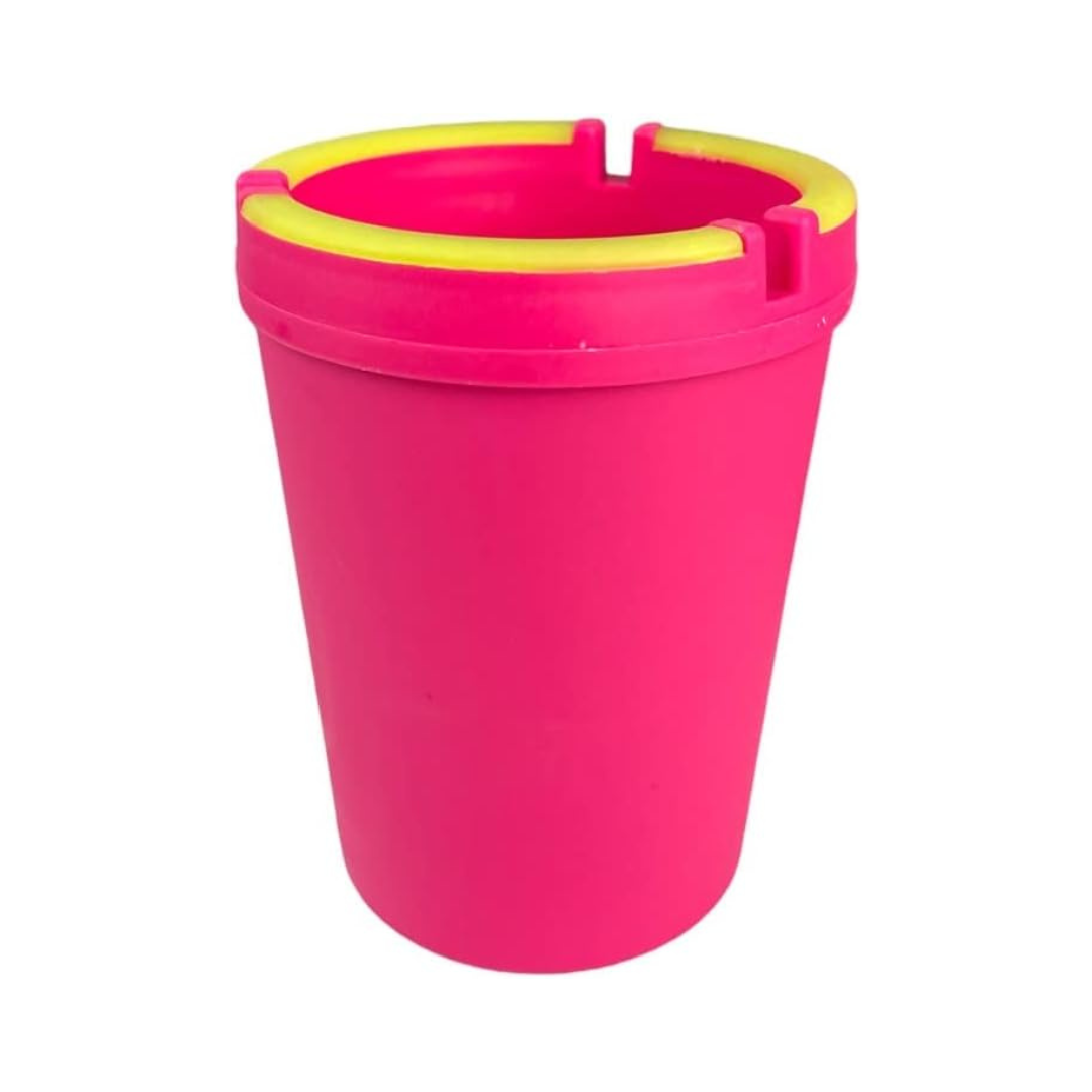 Car Ash Tray pink and neon yellow front view