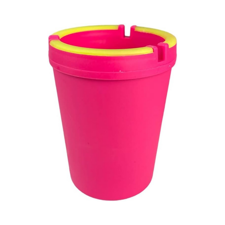 Car Ash Tray pink and neon yellow front view