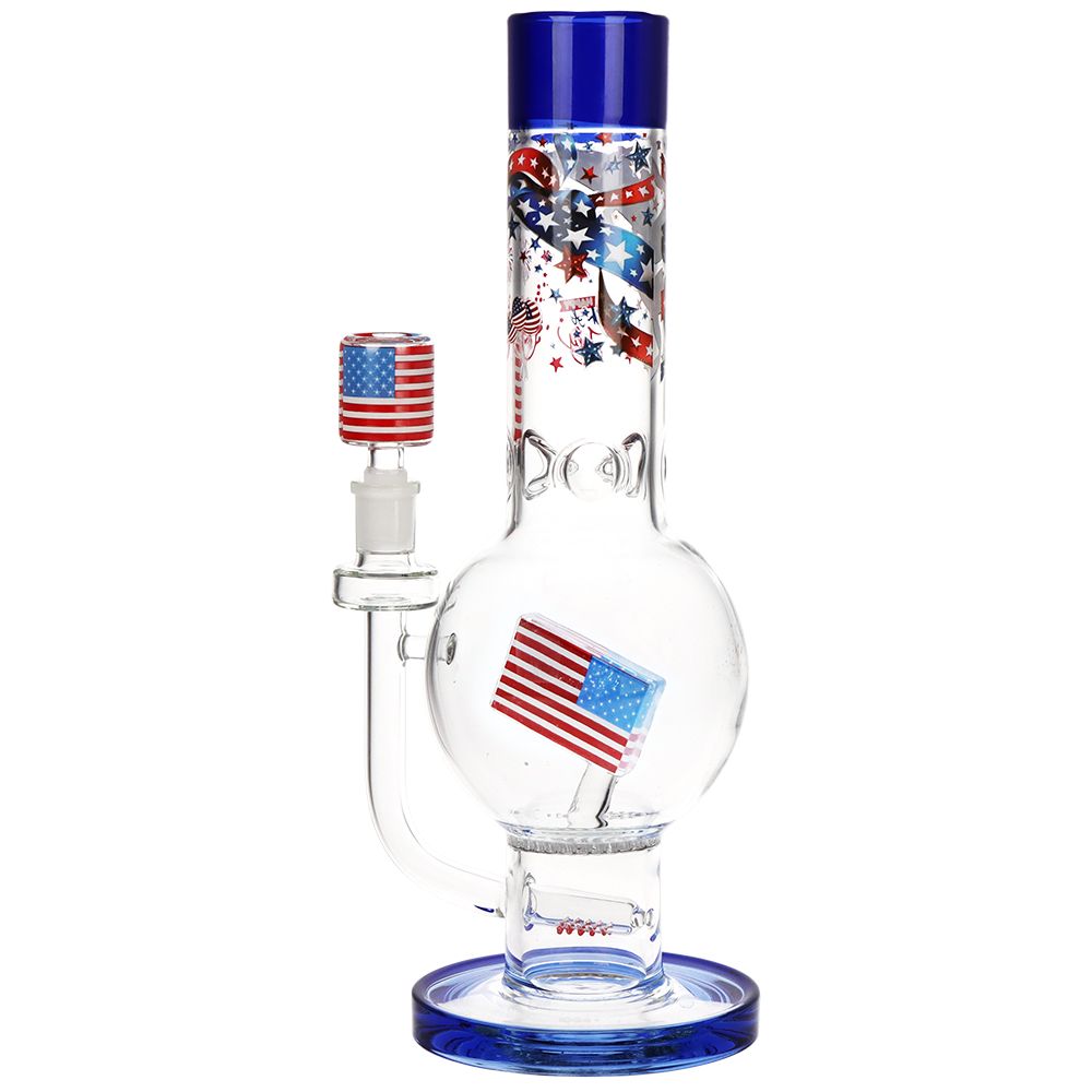 Pulsar American Flag Celebration Bubble Base Glass Water Pipe