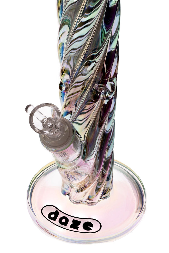 12 Inch Iridescent Rainbow Spiral Glass Water Pipe