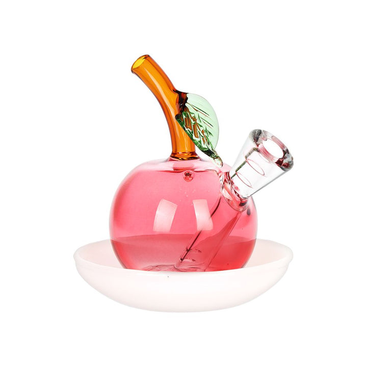 Astounding Apple on Dish Glass Cone Bubbler