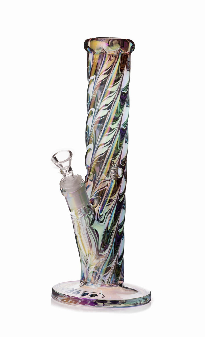 12 Inch Iridescent Rainbow Spiral Glass Water Pipe