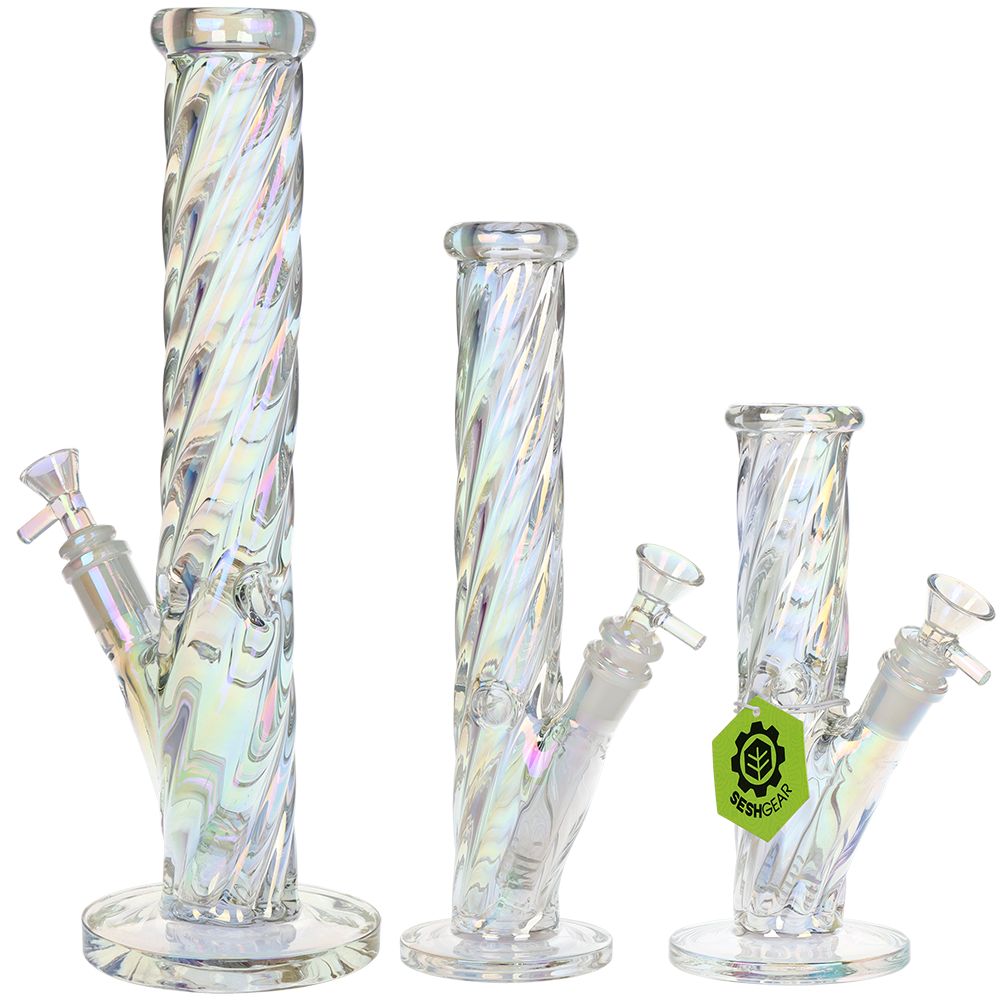 SeshGear Twist Straight Tube Glass Water Pipe