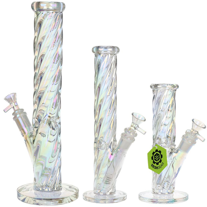 SeshGear Twist Straight Tube Glass Water Pipe