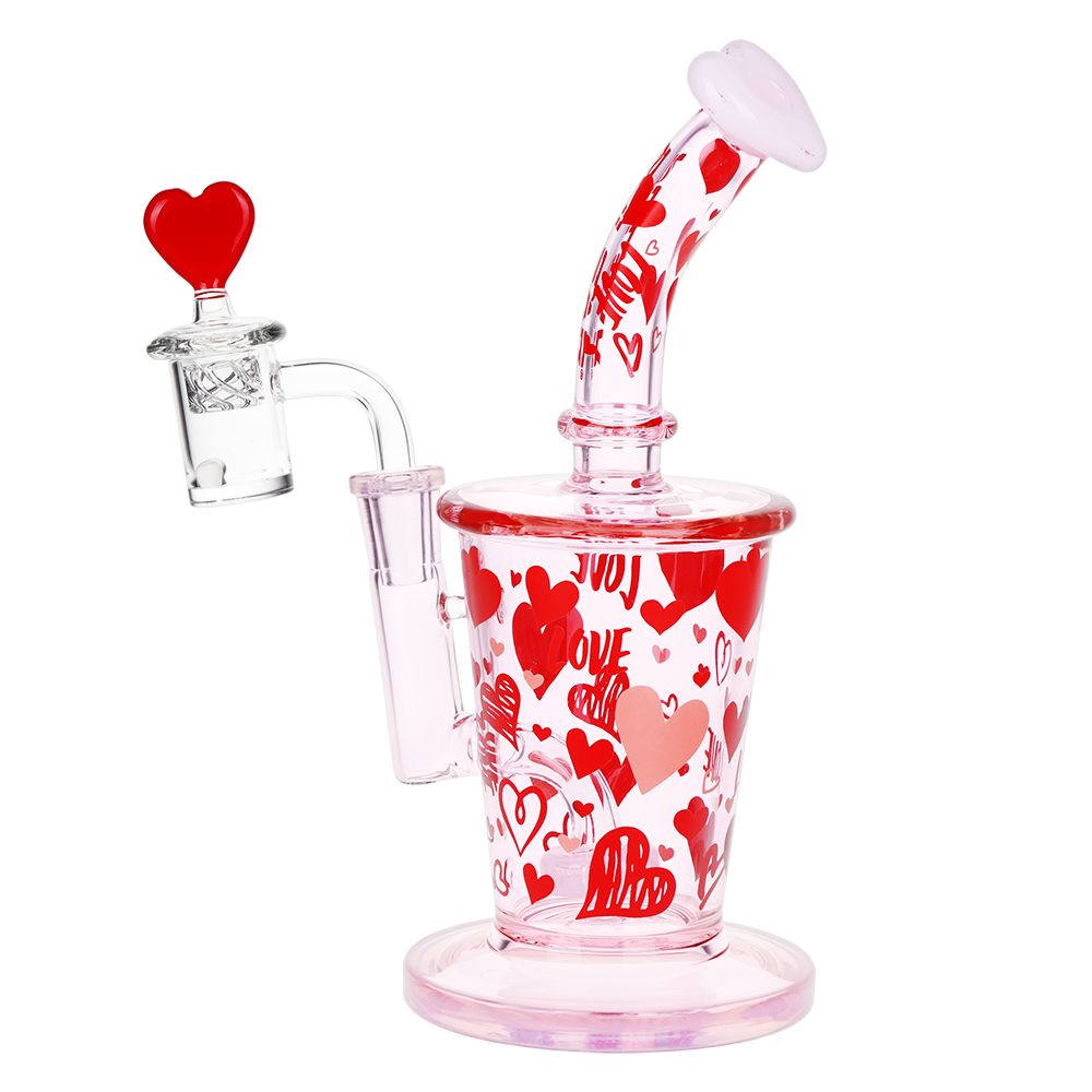 Valentine's Love Hearts Glass Dab Rig Set