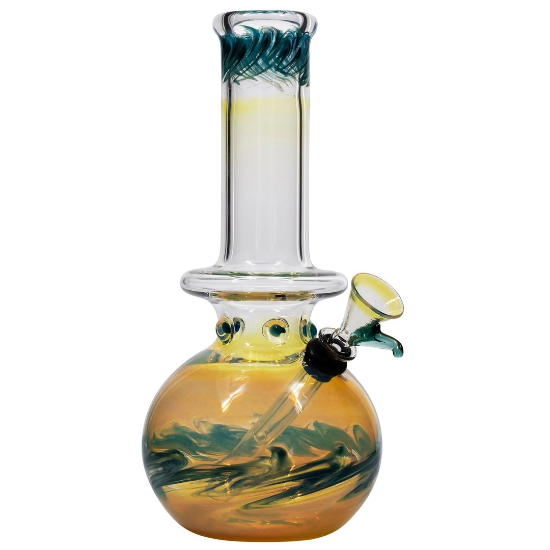 LA Pipes Time Traveler Silver Fumed Pull-Stem Bubble Bong 8"