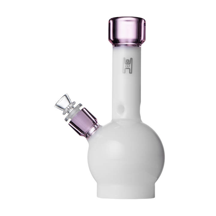 Human Grade 9" Ball Water Pipe (White with Pink Accents)