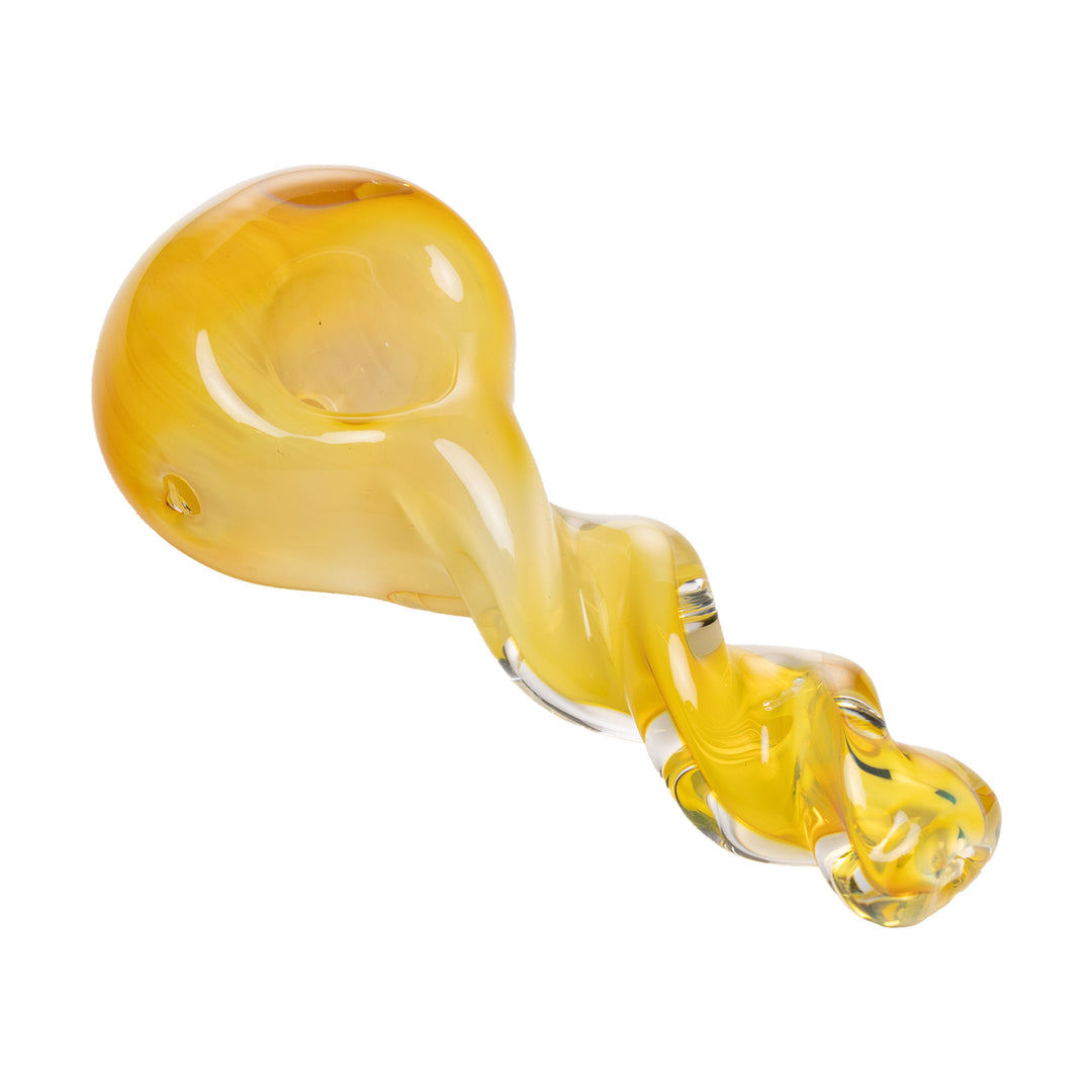 Human Grade Twist Spoon Hand Pipe Model A (Yellow Fuming)