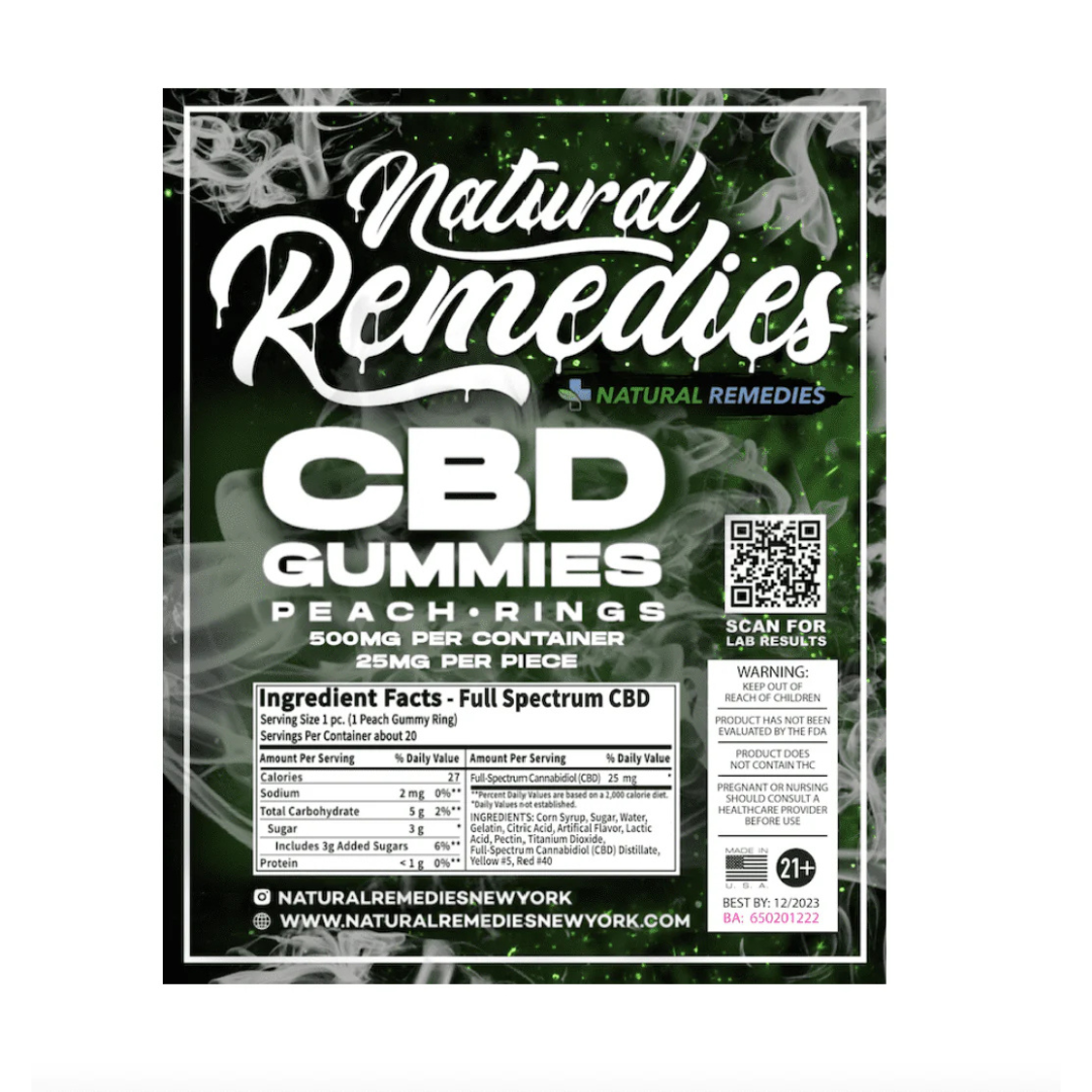 Full Spectrum CBD Peach Ring Gummies (500mg)