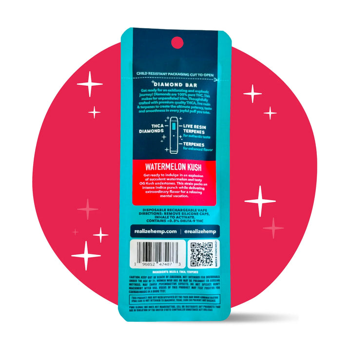 Watermelon Kush THCA Live Resin Diamond Bar (2G Disposable Vape)