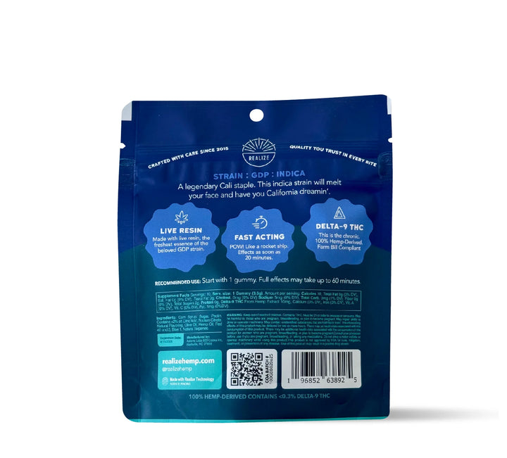 Realize Live Resin Gummies, Blueberry - Grandaddy Purple