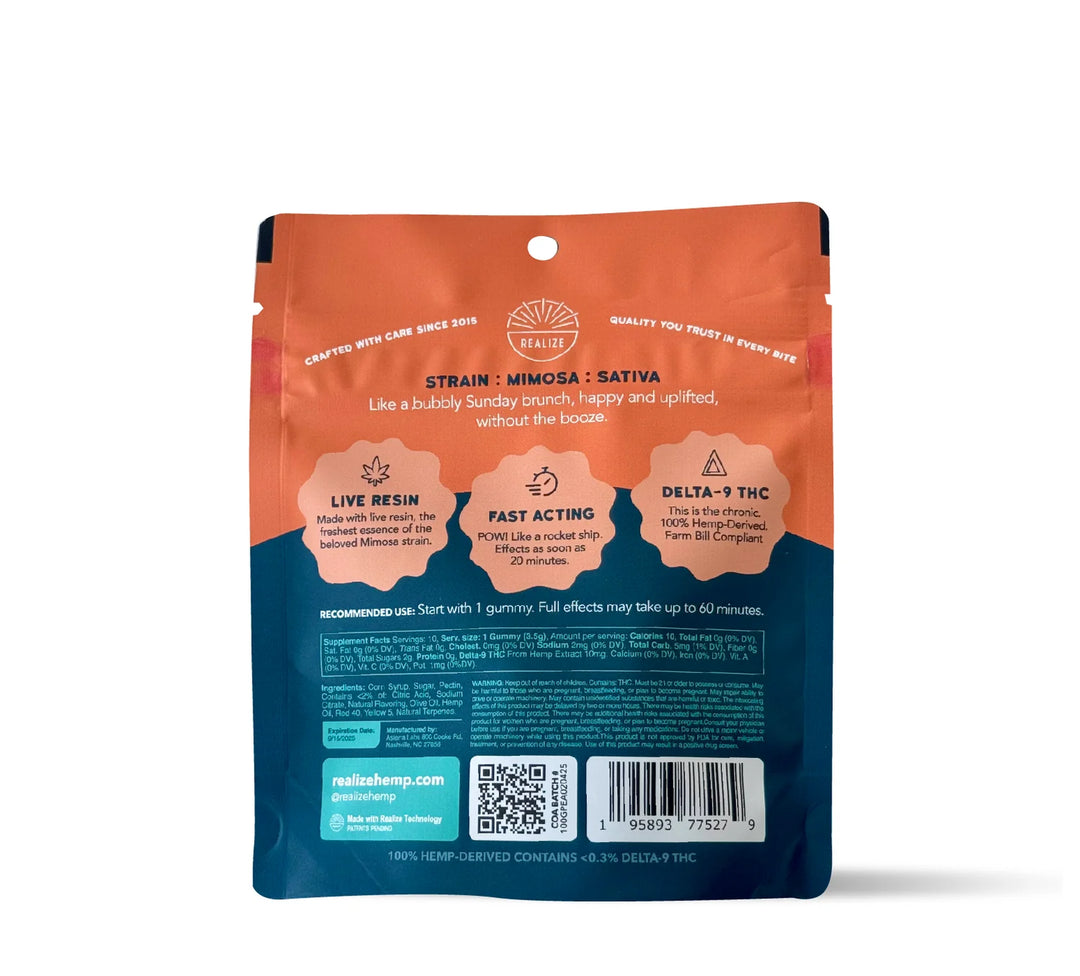Realize Live Resin Gummies, Peach - Mimosa