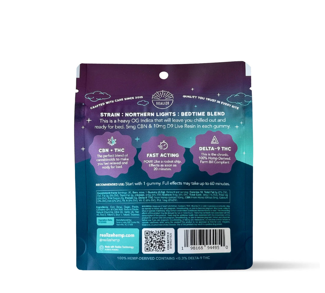 Realize Bedtime Gummies, Black Raspberry - Northern Lights + CBN