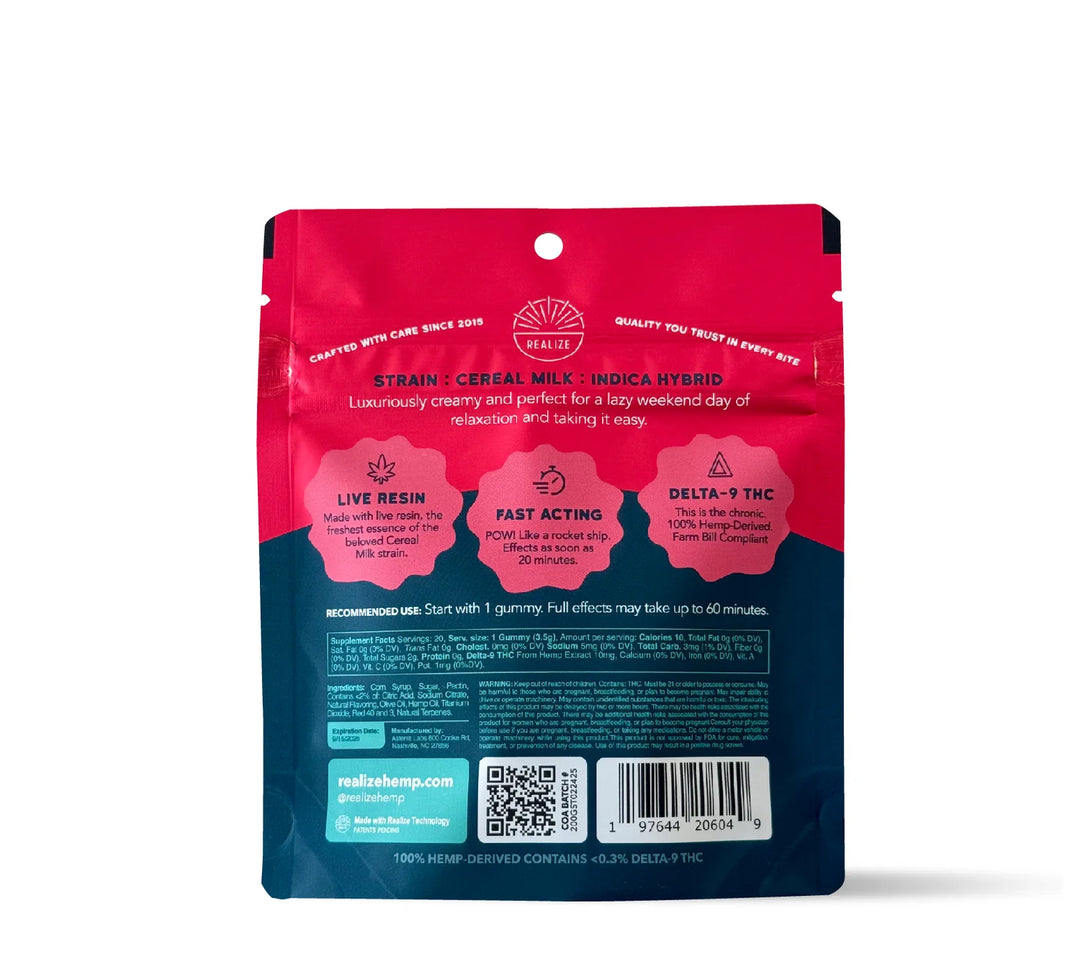 Realize Live Resin Gummies, Strawberry - Cereal Milk