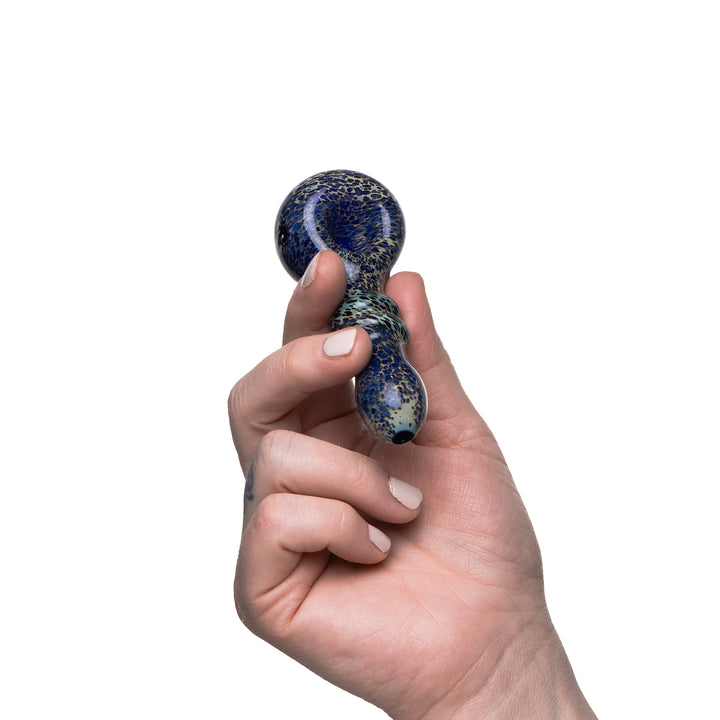 Human Grade Double Ring Spoon Hand Pipe (Leopard Blue)